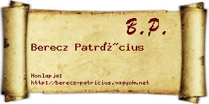 Berecz Patrícius névjegykártya